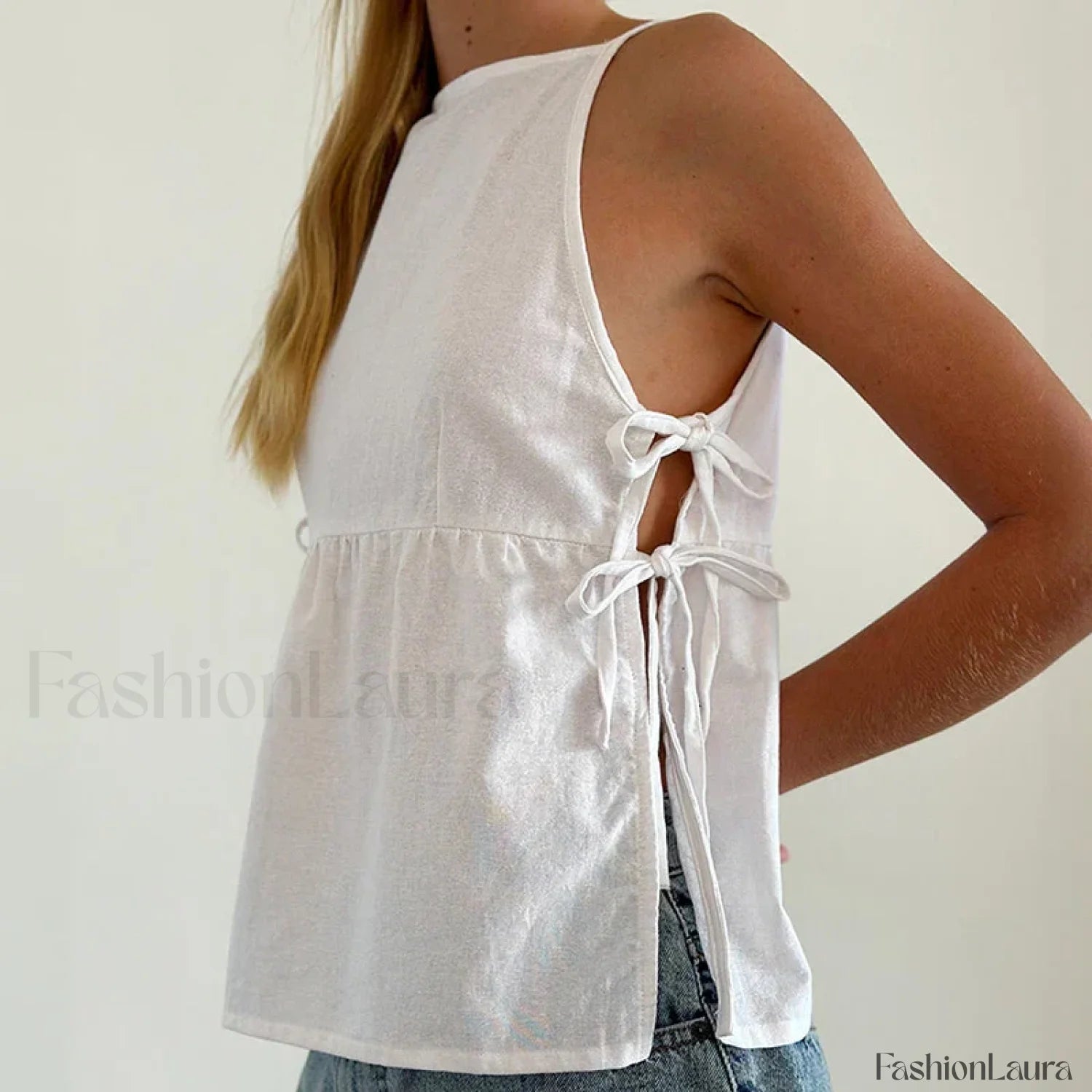 Milkmaid Side Tie Crop Top