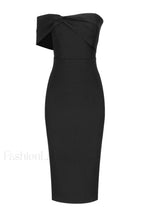 Milla Nova Draped Charming Crepe Midi Dress XS / Black