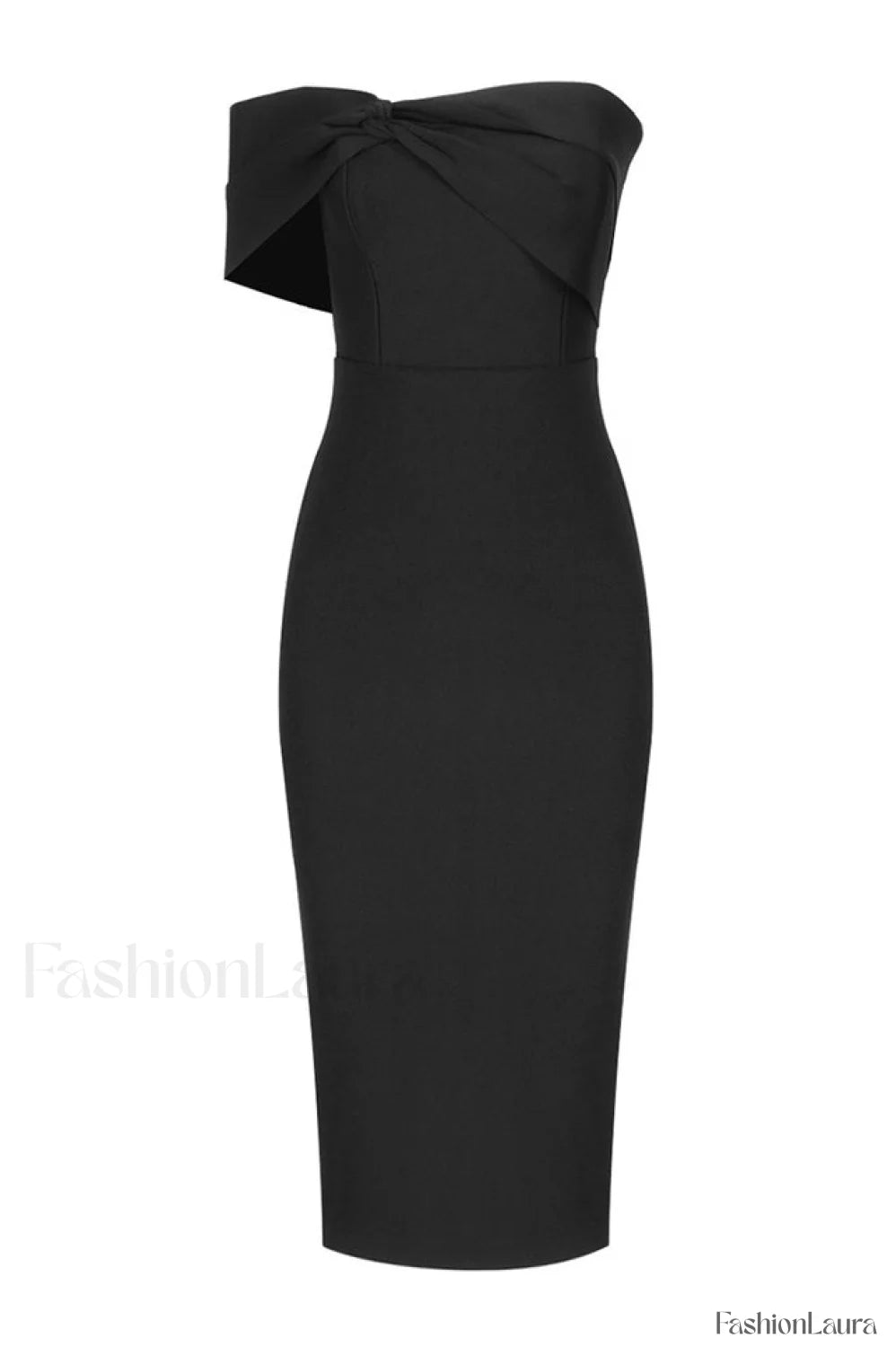 Milla Nova Draped Charming Crepe Midi Dress XS / Black