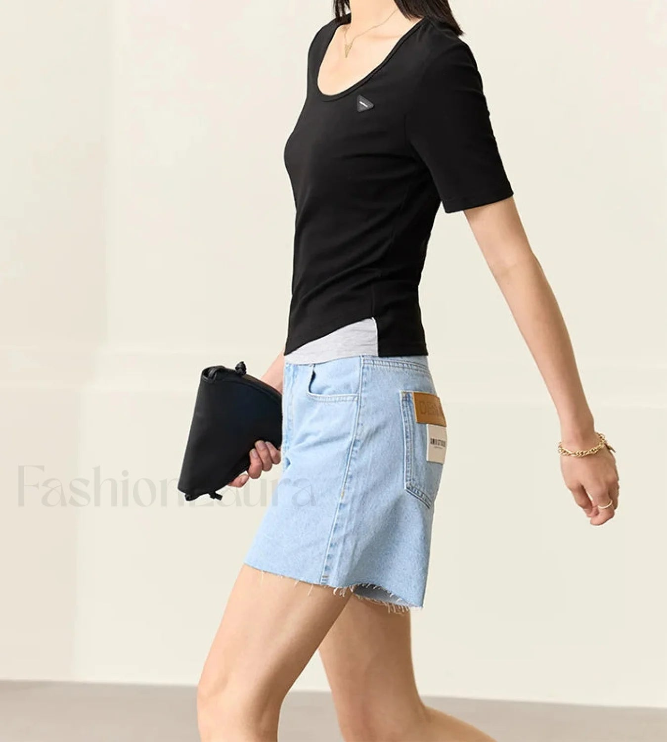 Minimalism Blue Loose Denim Short Secondary image