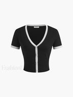Minimalism Contrast Trim Sweater Skirt Set Sweater Co ords
