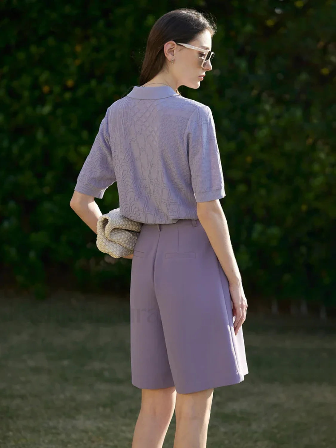 Minimalism Office Lady Shirring Wide Leg Casual Short Secondary image
