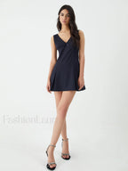 Minimalism V Neck Graceful Short Dress Dresses