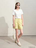 Minimalism Women Denim Casual Loose Retro Straight Short