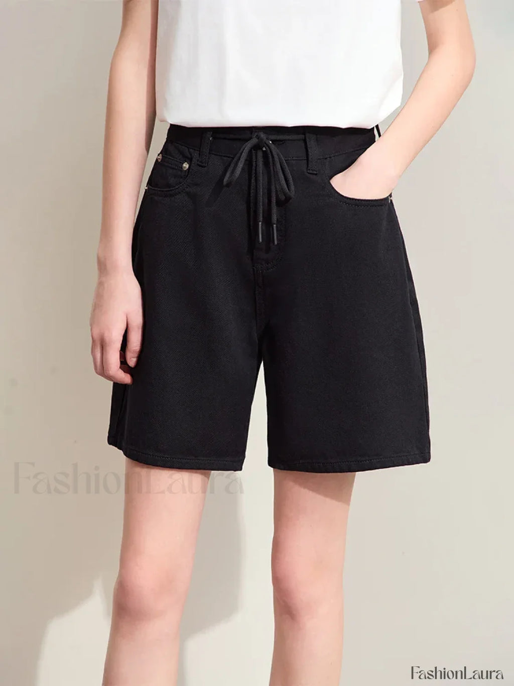 Minimalism Women Denim Casual Loose Retro Straight Short