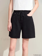 Minimalism Women Denim Casual Loose Retro Straight Short