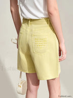 Minimalism Women Denim Casual Loose Retro Straight Short