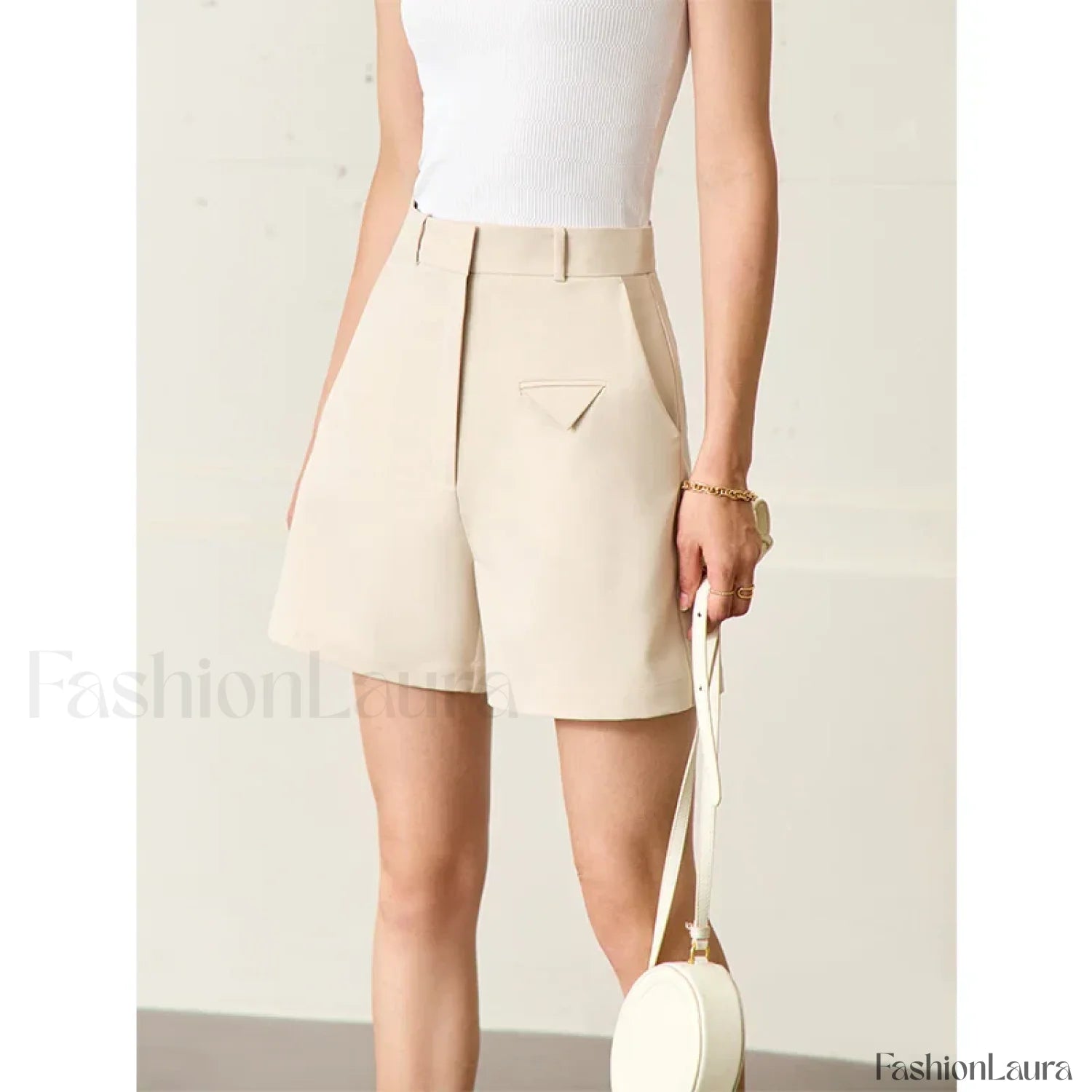 Minimalism Women Straight Casual Office Lady Black Short apricot / S