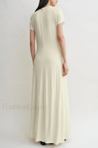 Minimalist A Line Round Neck Short Sleeve Work Dress