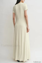 Minimalist A Line Round Neck Short Sleeve Work Dress