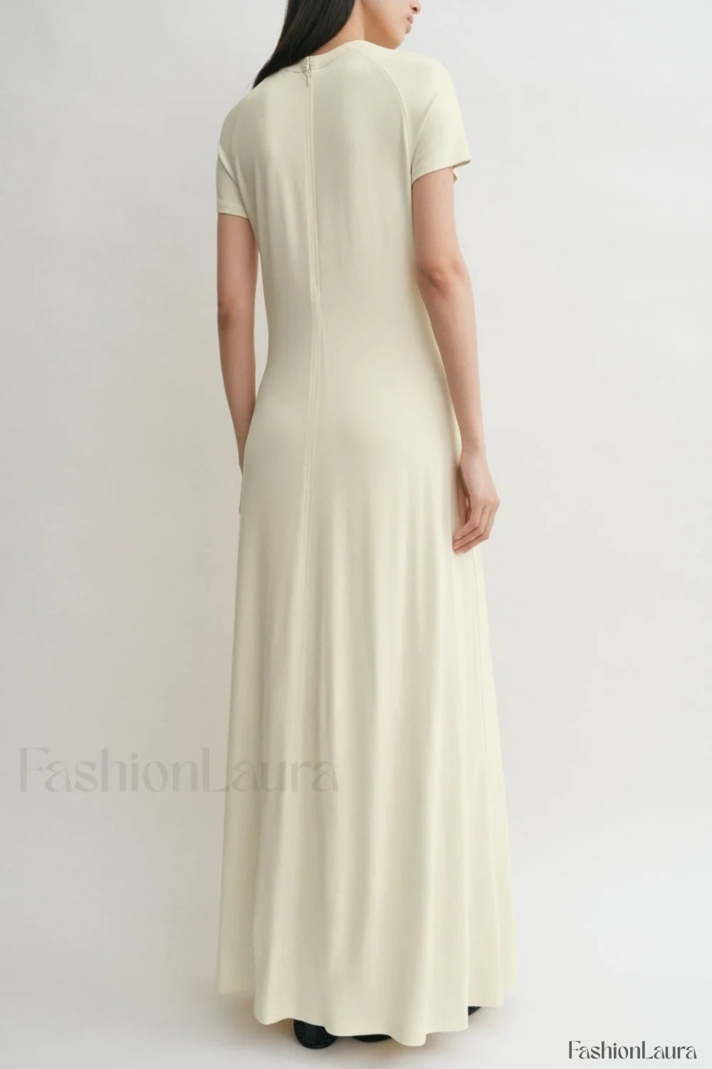 Minimalist A Line Round Neck Short Sleeve Work Dress