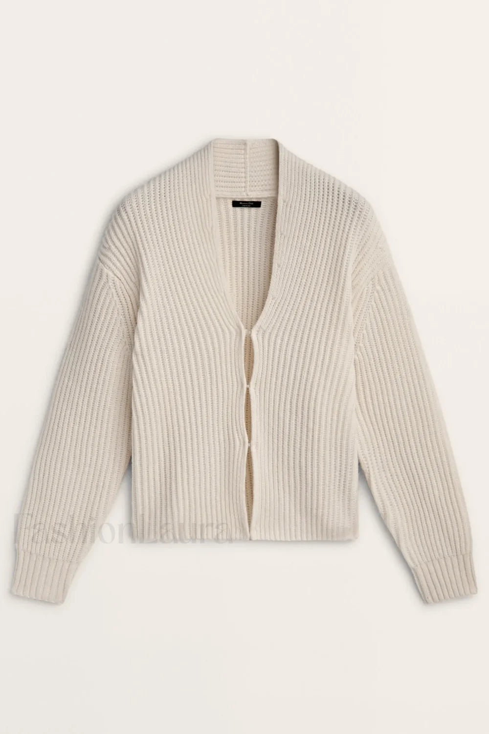 Minimalist Beige V neck Knit Cardigan Ivory / XS