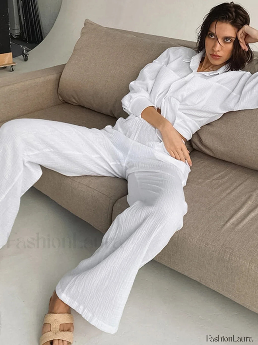 Minimalist Cotton Two Piece Pants Set Pant Sets
