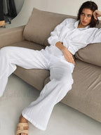 Minimalist Cotton Two Piece Pants Set Pant Sets