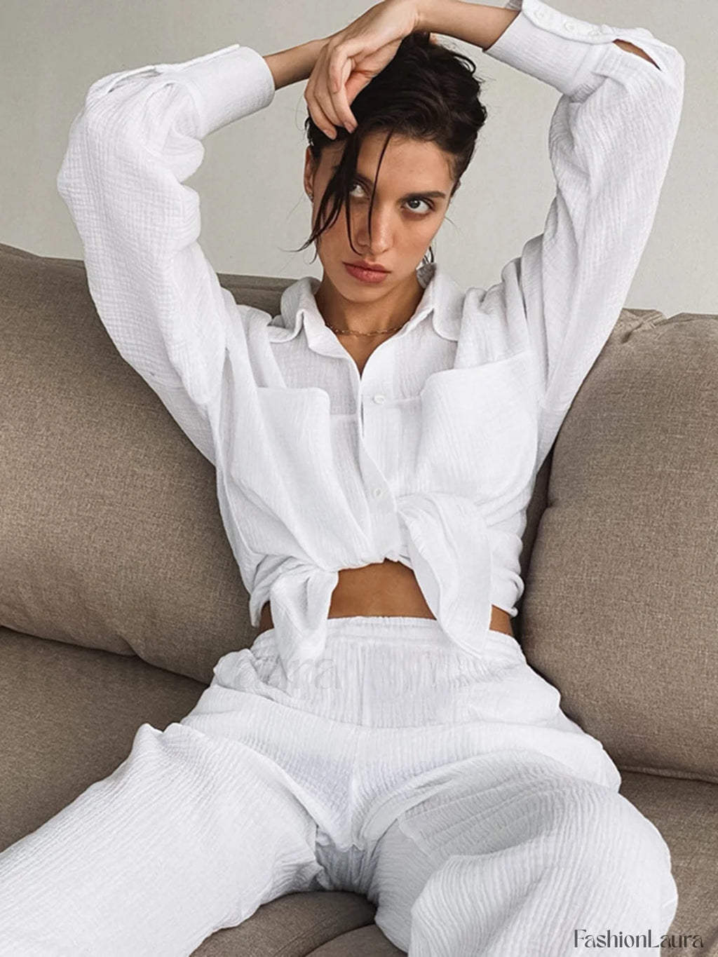 Minimalist Cotton Two Piece Pants Set Pant Sets
