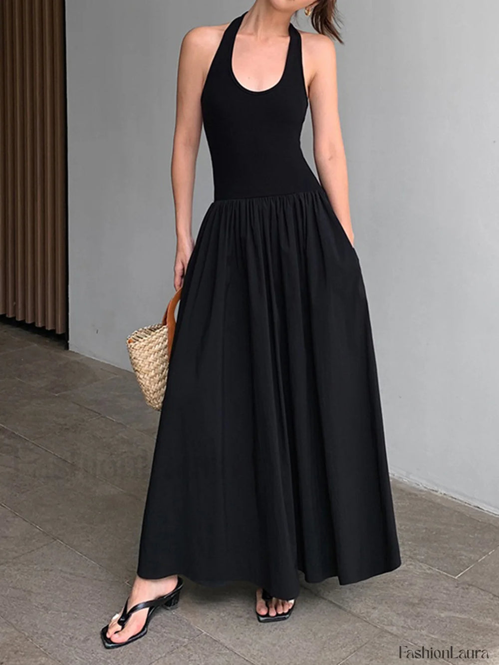 Minimalist Halter Graceful Backless Long Dress Dresses