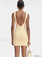 Minimalist Knit Party Mini Dress YELLOW / One Size / CHINA