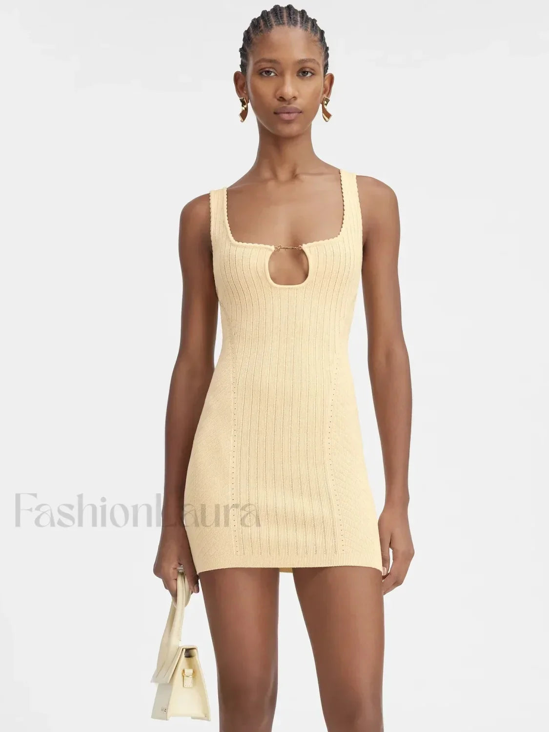 Minimalist Knit Party Mini Dress YELLOW / One Size / CHINA Main image