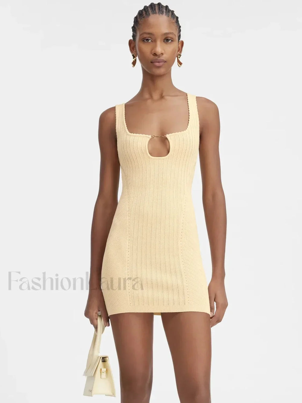 Minimalist Knit Party Mini Dress YELLOW / One Size / CHINA