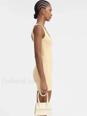Minimalist Knit Party Mini Dress YELLOW / One Size / CHINA