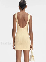 Minimalist Knit Party Mini Dress YELLOW / One Size / CHINA