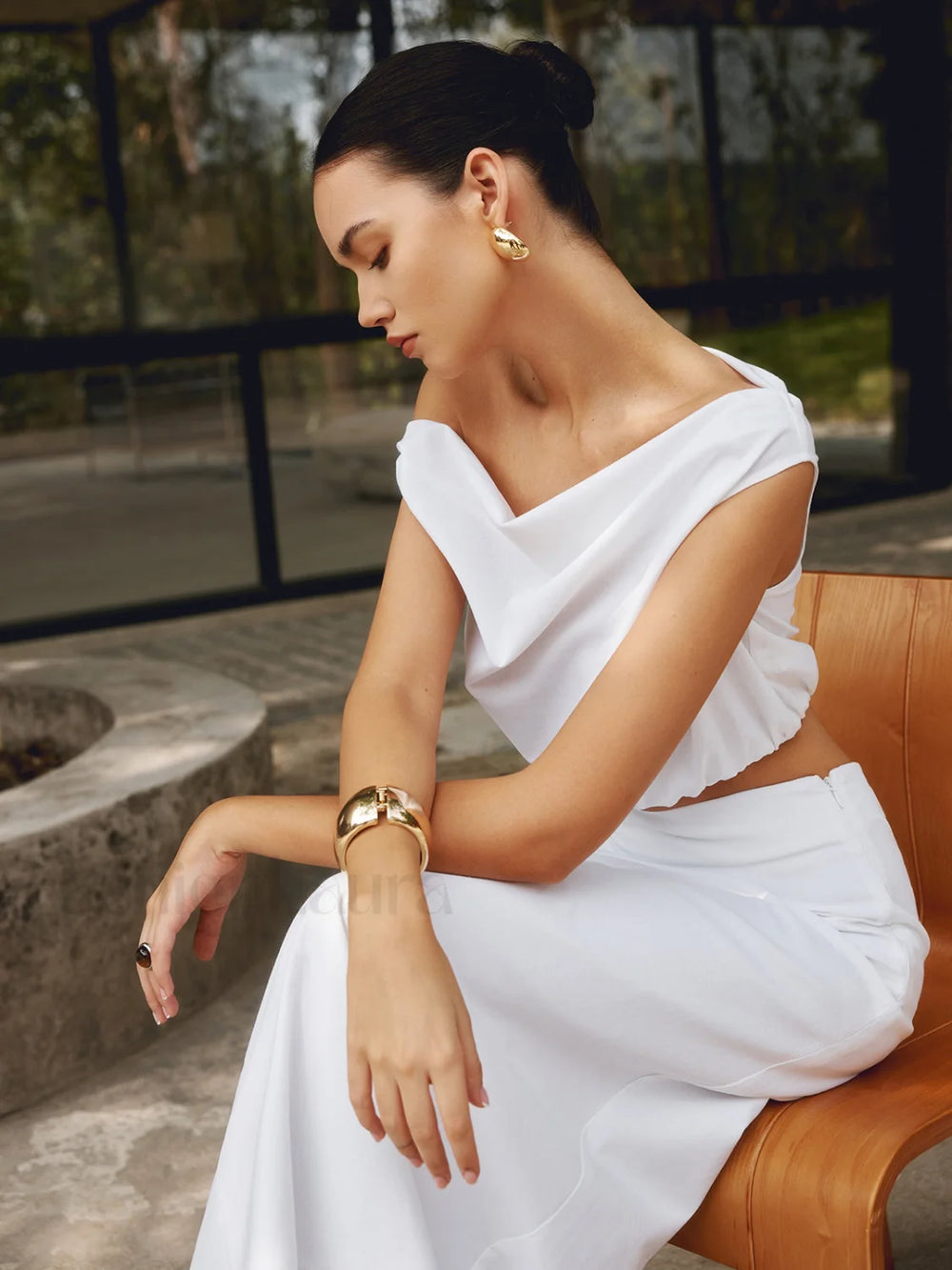 Minimalist Open Graceful Wide Bracelet Gold / One Size Bracelets