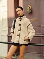 Minky Contrast Piping Fleece Jacket Fleece Jackets