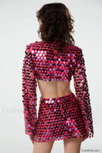 Mirror Embellished Elegant Cutout Dress