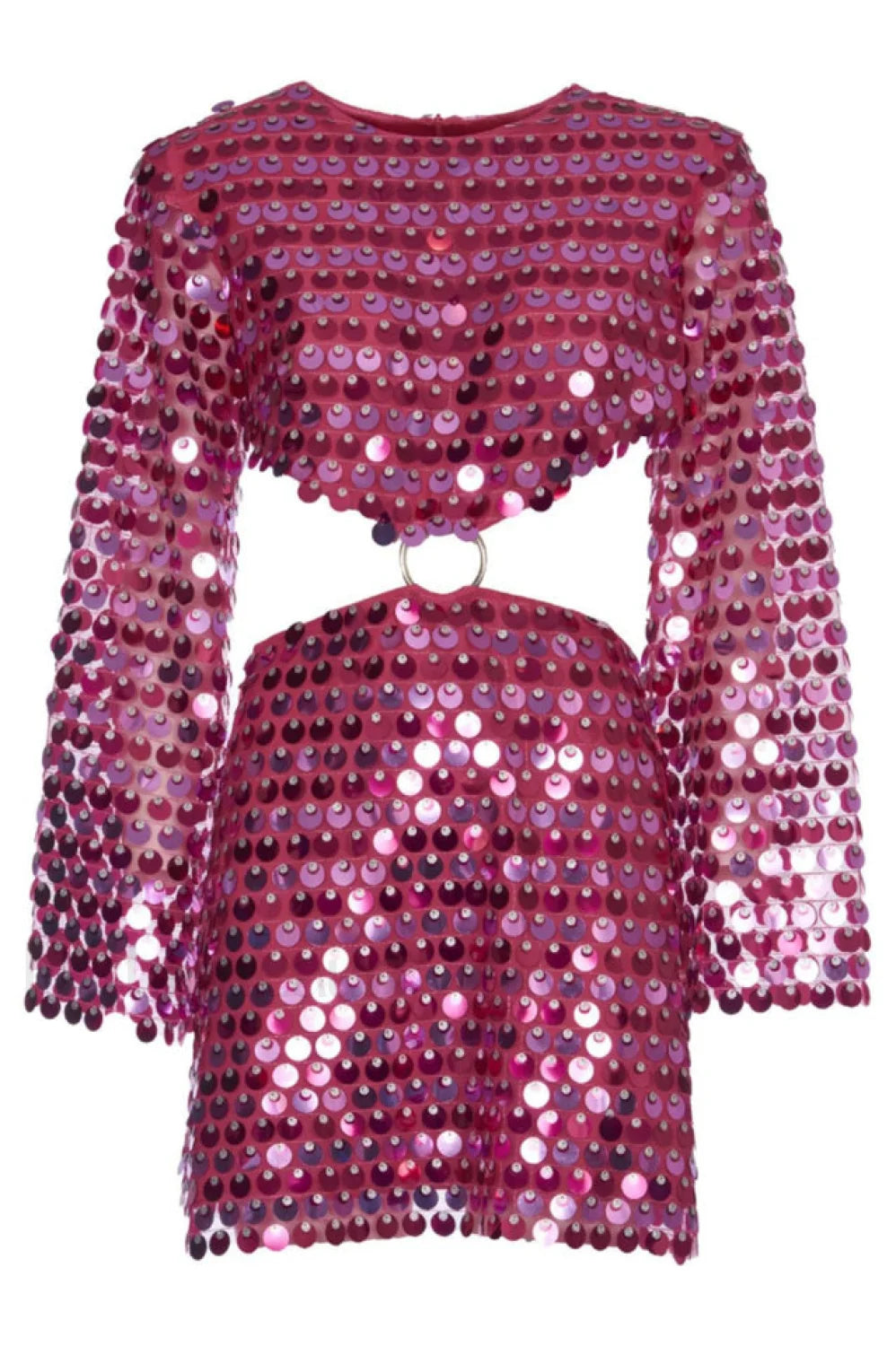 Mirror Embellished Elegant Cutout Dress