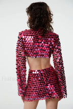 Mirror Embellished Elegant Cutout Dress