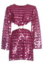 Mirror Embellished Elegant Cutout Dress