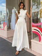 Mock Neck Cut Trendy Out Long Dress Dresses