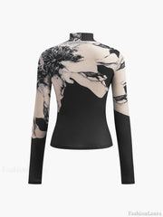 Mock Neck Tye Dye Printed Shirt T Shirts