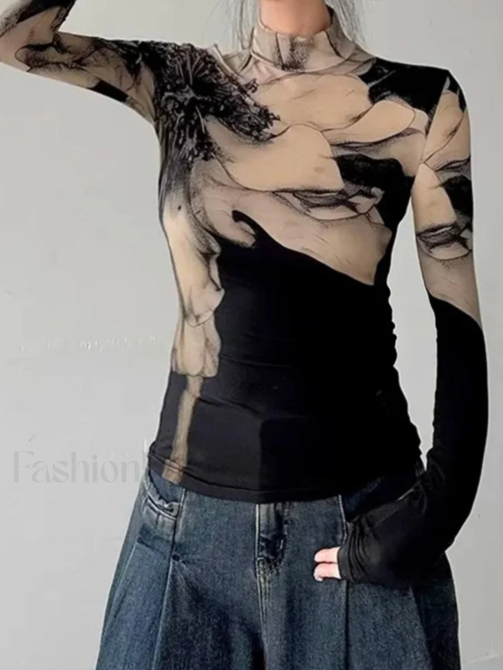 Mock Neck Tye Dye Printed Shirt T Shirts