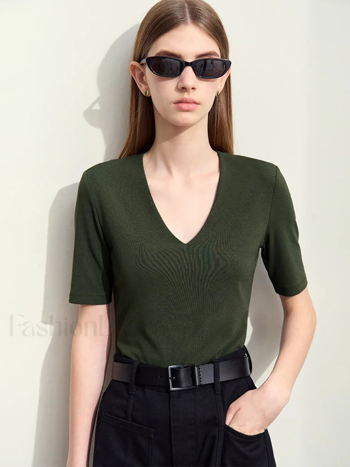 Modal Slim V Neck T Shirt Main image