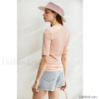 Modal Slim V Neck T Shirt Pink / S