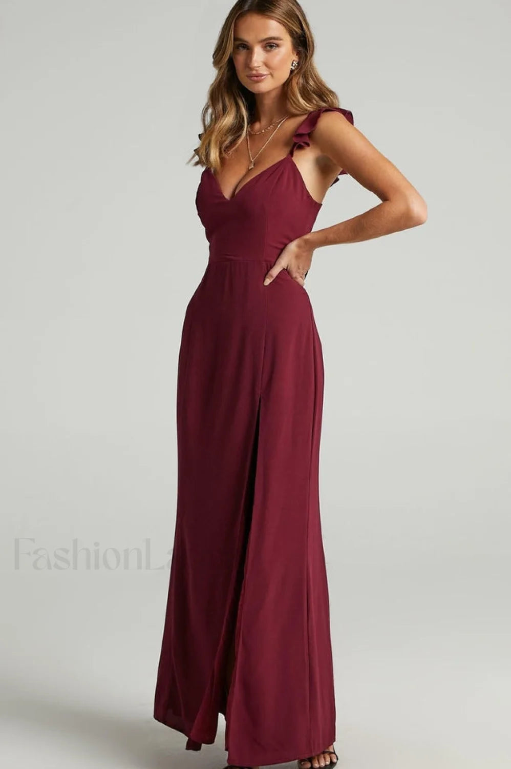 More Than This Charming Ruffle Strap Maxi Dress