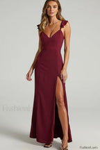 More Than This Charming Ruffle Strap Maxi Dress S / Wine