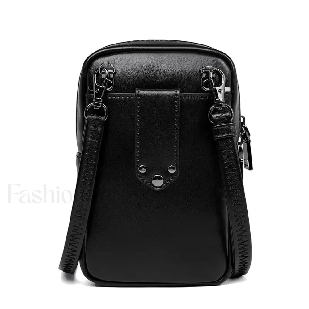 Motorcycle Skull Snake Pattern Ladies Punk Outdoor Travel Lipstick Mobile Phone Bag Black