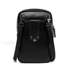 Motorcycle Skull Snake Pattern Ladies Punk Outdoor Travel Lipstick Mobile Phone Bag Black