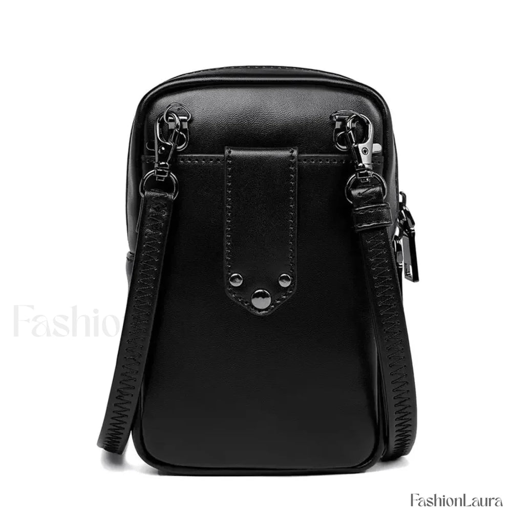 Motorcycle Skull Snake Pattern Ladies Punk Outdoor Travel Lipstick Mobile Phone Bag Black