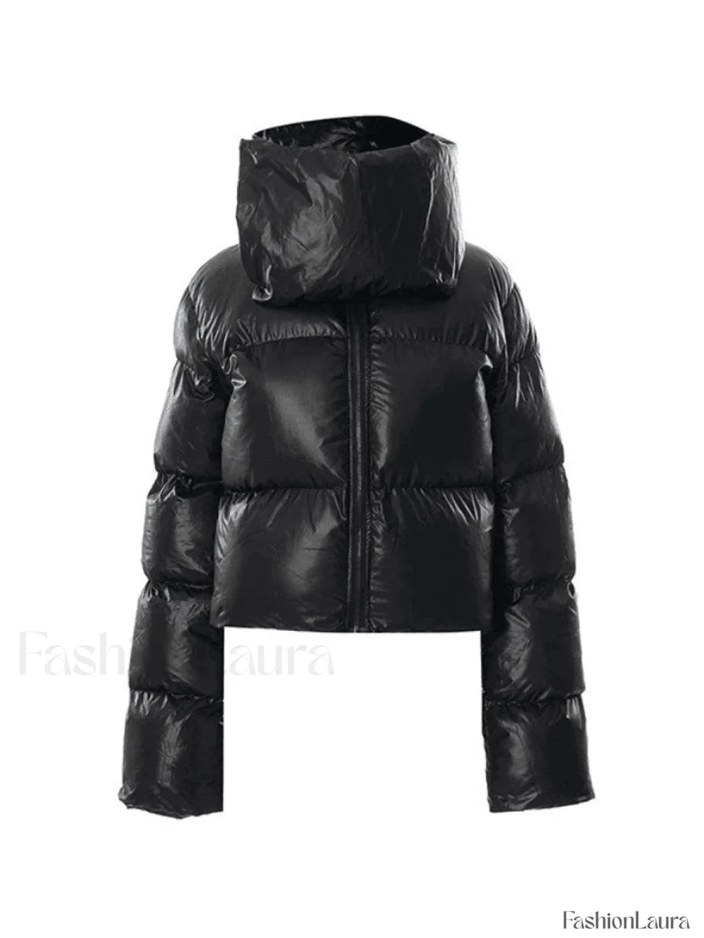 Muffler Scarf Detail Black Puffer Jacket Jackets