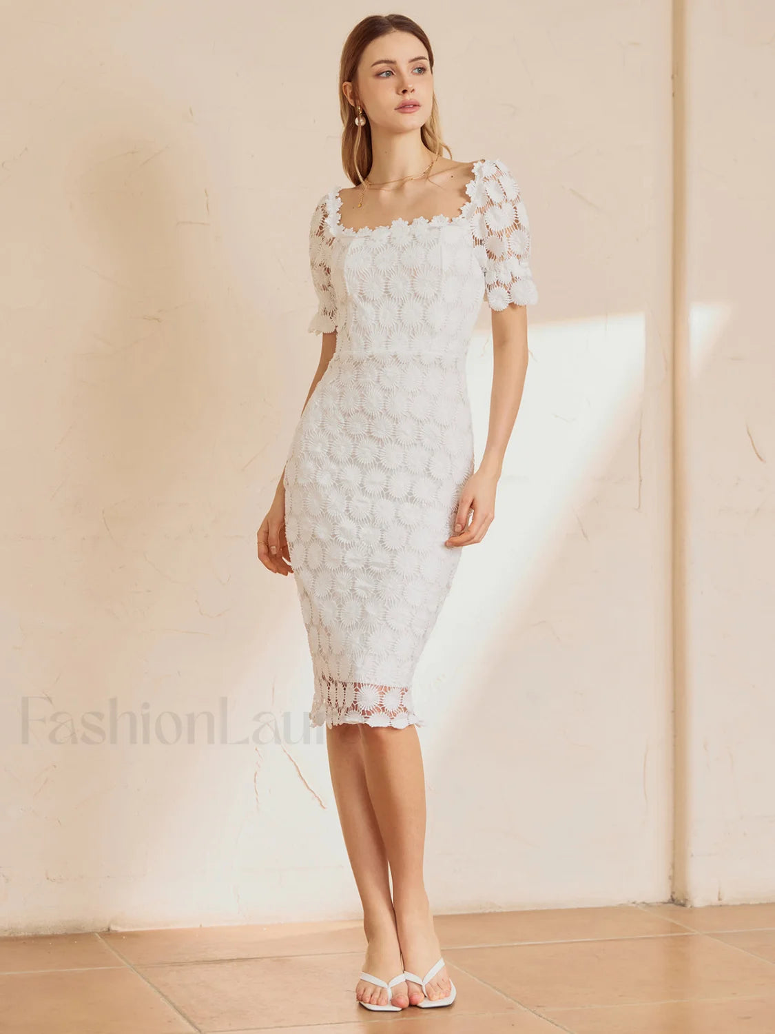 Multi Floral Graceful Midi Dress White / S Dresses Main image