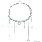 Multi layer Tassel Pearl Star Pendant Necklace STEEL