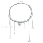 Multi layer Tassel Pearl Star Pendant Necklace STEEL