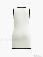 Multi Pocket Button Sleeveless Short Sweater Dress Sweater Dresses