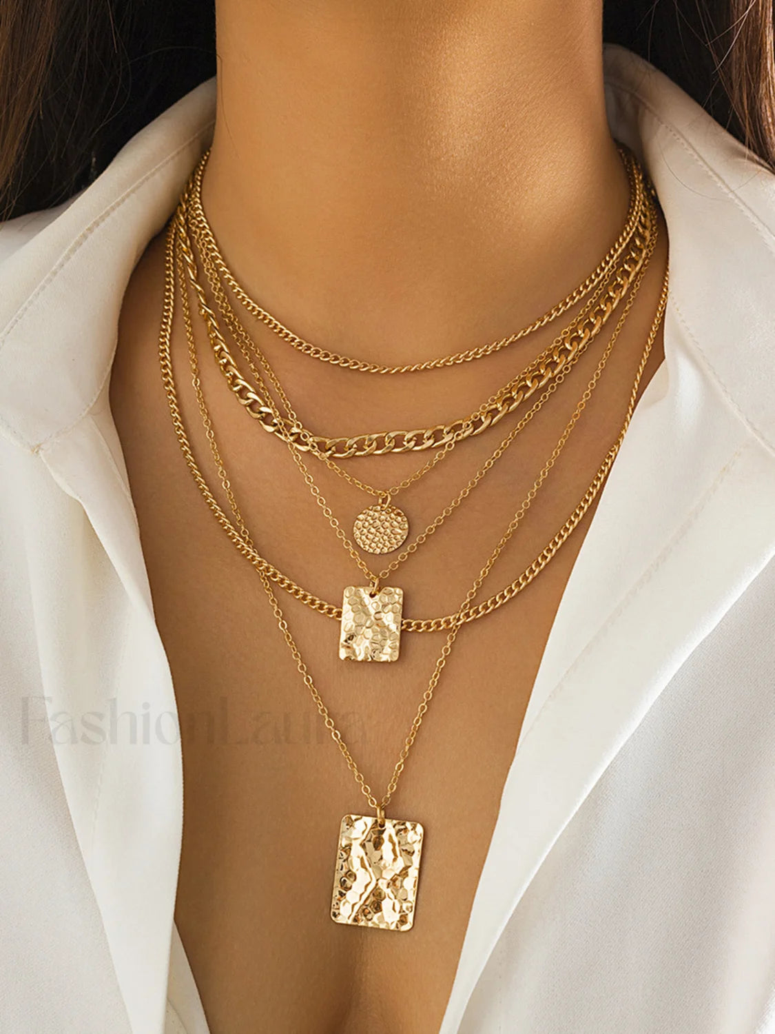 Multi Strand Gold Layered Necklace Gold / One Size Necklaces Main image