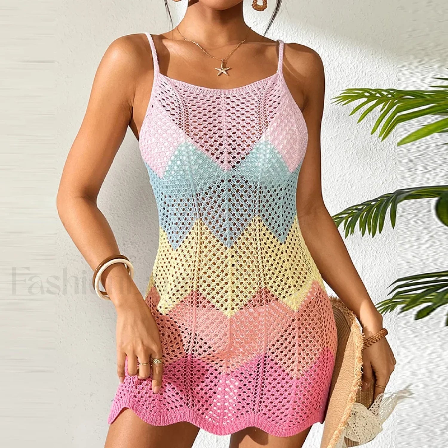 Multicolor Macaron Slip Dress Cover Up Main image