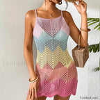 Multicolor Macaron Slip Dress Cover Up MULTI / S