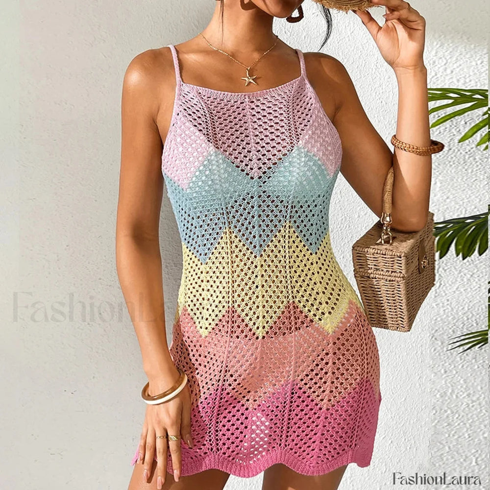 Multicolor Macaron Slip Dress Cover Up MULTI / S
